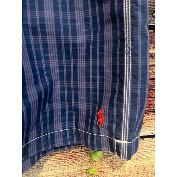 Polo Ralph Lauren Board Shorts Mesh Lining Blue Purple Plaid Men's 2XB 2X Big - Picture 3 of 5